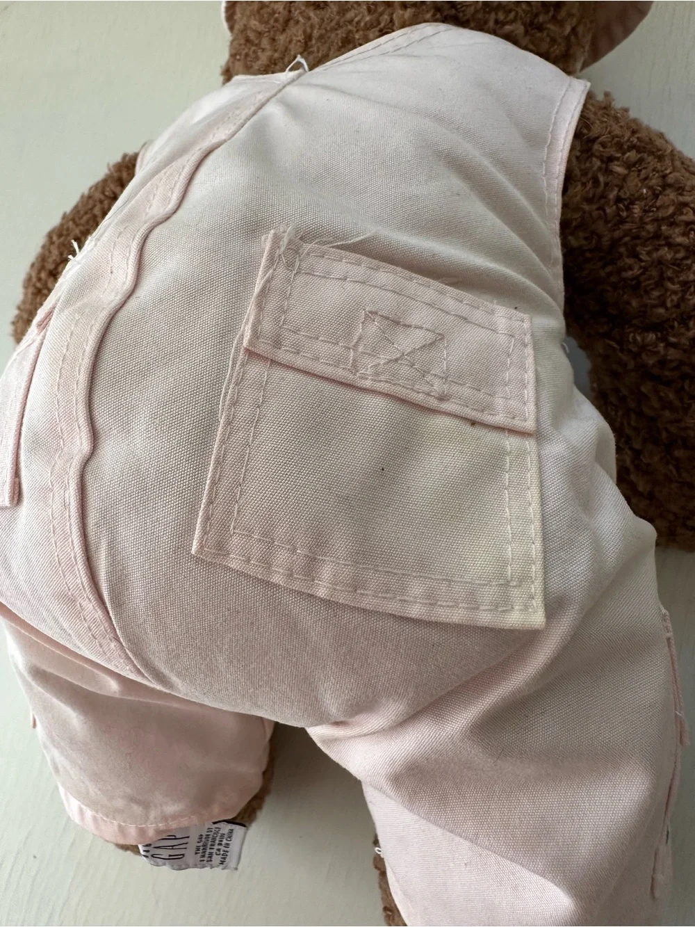 Vintage 2002 babyGap Teddy Bear Bucket Hat Overalls Plush Pink Brown